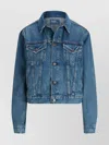 Ralph Lauren Buttoned-cuff Denim Jacket With Chest And Side Pockets In Blue