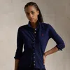 Polo Ralph Lauren Buttoned-placket Long-sleeve Polo Shirt In Newport Navy