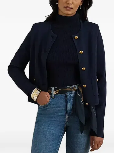 Ralph Lauren Buttoned Pocket Cardigan In Blue