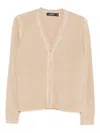 Ralph Lauren Buttoned Ribbed Cardigan In Neutral
