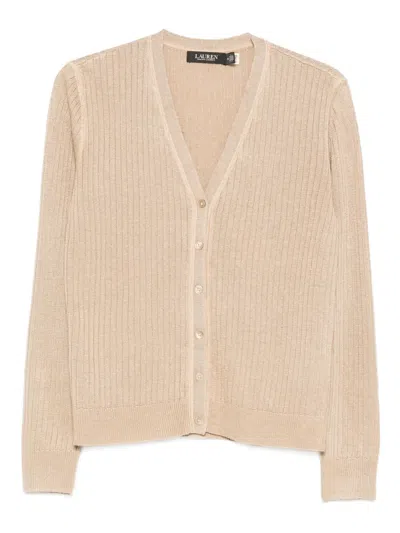 Ralph Lauren Buttoned Ribbed Cardigan In Neutral