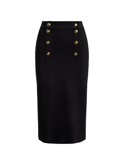 Ralph Lauren Button-embellished Pencil Midi Skirt In Black