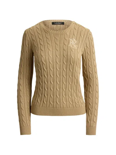 Ralph Lauren Zopfmuster-pullover Mit Knopfdetail In Brown