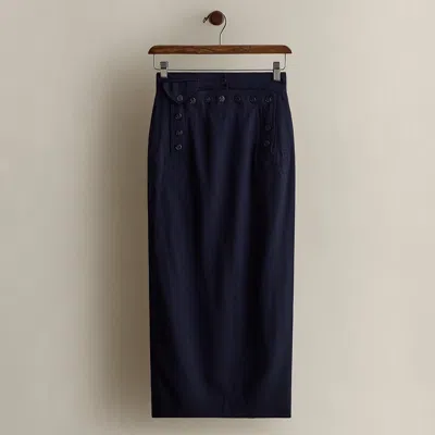Ralph Lauren C. 1980 Wool Pencil Skirt In Blue
