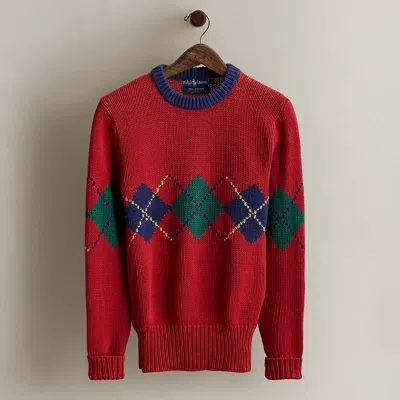 Ralph Lauren C. 1980s Argyle Cotton Sweater In Red