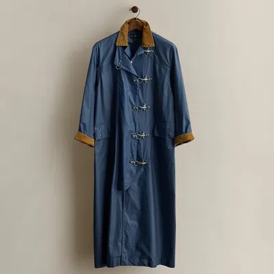 Ralph Lauren C. 1980s Cotton Long Barn Coat In Blue