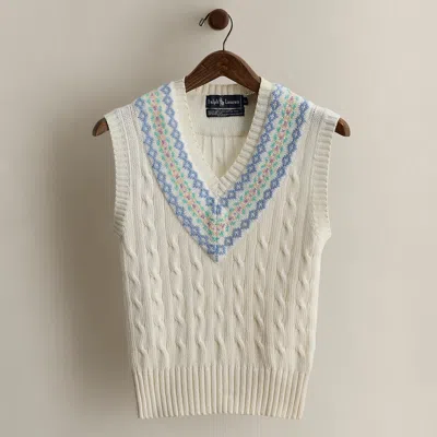 Ralph Lauren C. 1980s Cricket Sweater Vest In White