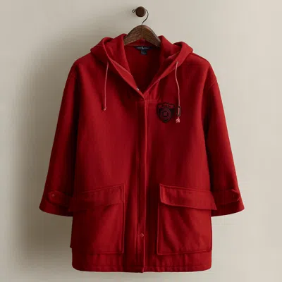 Ralph Lauren C. 1980s Hooded Wool Coat In Red