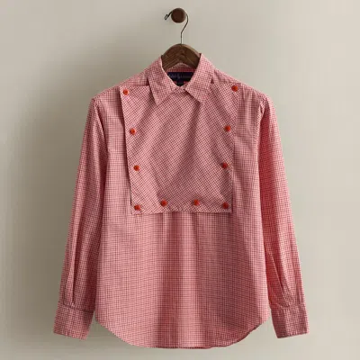 Ralph Lauren C. 1985 Gingham Cotton Blouse In Pink