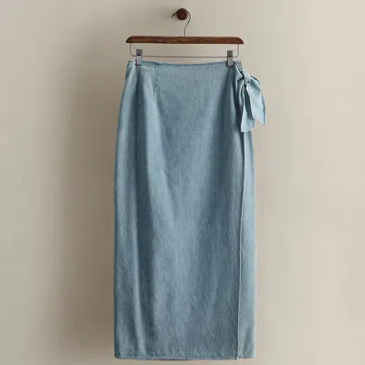 Ralph Lauren C. 1990 Denim Wrap Skirt In Blue