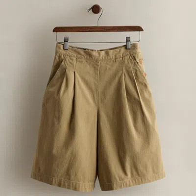 Ralph Lauren C. 1990 Pleated Cotton Short In Brown