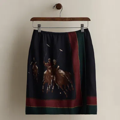 Ralph Lauren C. 1990 Print Wool Wrap Skirt In Brown