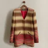 Polo Ralph Lauren C. 1990 Striped Wool Zip Coat In Multi
