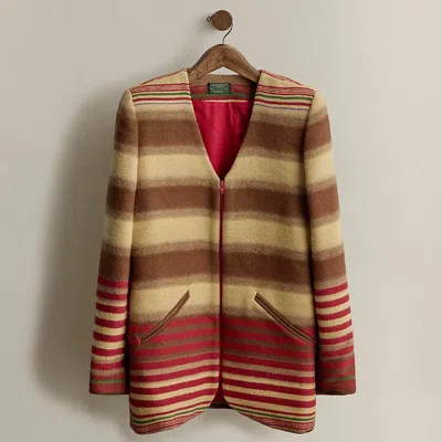 Polo Ralph Lauren C. 1990 Striped Wool Zip Coat In Multi