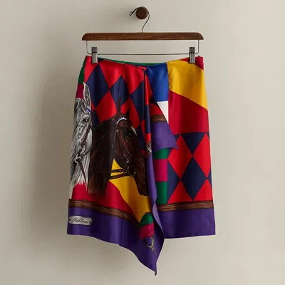 Ralph Lauren C. 1992 Print Silk Wrap Skirt In Multi