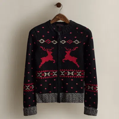 Ralph Lauren C. 1994 Lambswool Zip Cardigan In Black