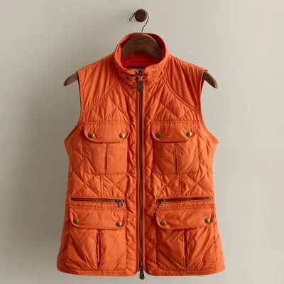 Ralph Lauren C. 1995 Quilted Utility Vest In Orange