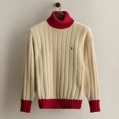 Ralph Lauren C. 1995 Two-tone Turtleneck In Neutral