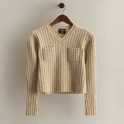 Ralph Lauren C. 2001 Rib-knit Wool Sweater In Neutral
