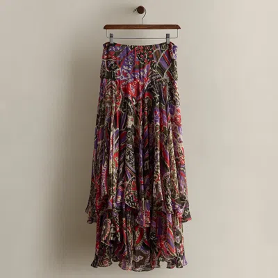 Ralph Lauren C. 2005 Floral Silk Skirt In Multi