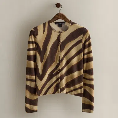 Ralph Lauren C. 2005 Zebra-print Cardigan In Brown