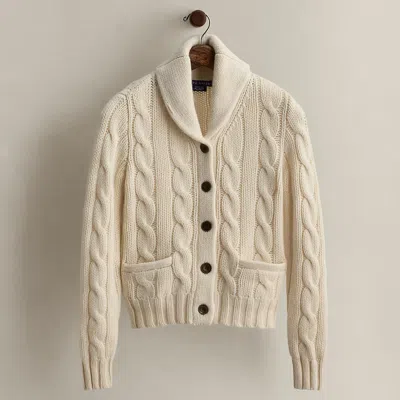 Ralph Lauren C. 2008 Cable Shawl Cardigan In Neutral