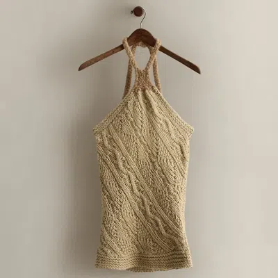 Ralph Lauren C. 2008 Hand-knit Halter Top In Nude