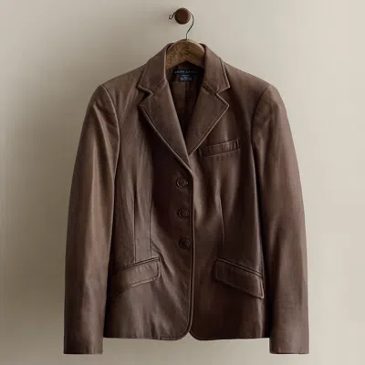 Ralph Lauren C. 2008 Leather Blazer In Brown
