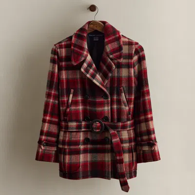 Ralph Lauren C. 2008 Plaid Wool Peacoat In Multi