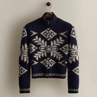 Ralph Lauren C. 2008 Wool-blend Zip Cardigan In Blue