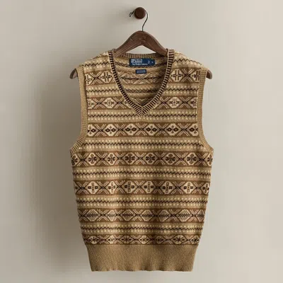 Ralph Lauren C. 2010 Patterned Sweater Vest In Brown