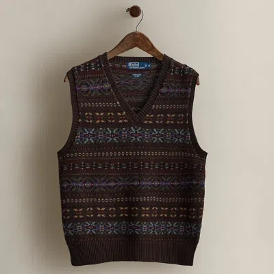 Ralph Lauren C. 2010 Patterned Sweater Vest In Black