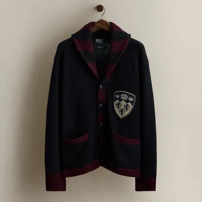 Ralph Lauren C. 2015 Crest Wool Cardigan In Blue