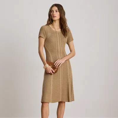 Ralph Lauren Cable-knit Ribbed Midi Dress In Brown