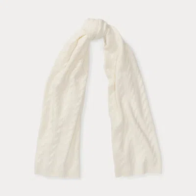 Polo Ralph Lauren Cable Cashmere Scarf In Cream