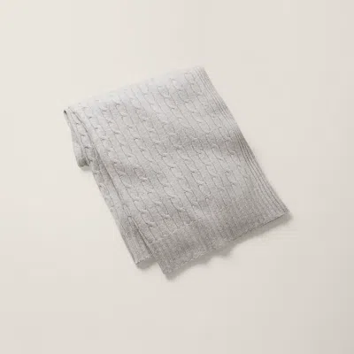 Ralph Lauren Cable Cashmere Throw Blanket In Gray