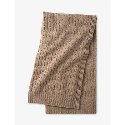 Ralph Lauren Cable Cashmere Throw Natural In Brown