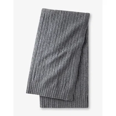 Ralph Lauren Cable Cashmere Throw Modern Charcoal In Gray