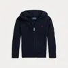Polo Ralph Lauren Kids' Cable Cotton Hooded Full-zip Jumper In Blue