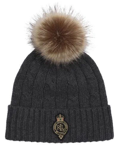 Ralph Lauren Cable Crest Patch Hat In Gray