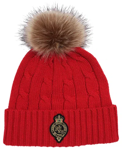 Ralph Lauren Cable Crest Patch Hat In Red