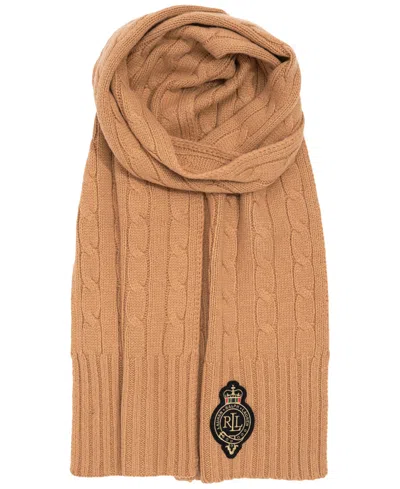 Ralph Lauren Cable Crest Patch Scarf In Gold