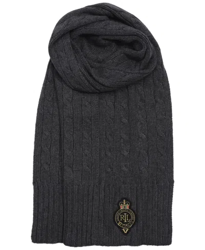 Ralph Lauren Cable Crest Patch Scarf In Gray