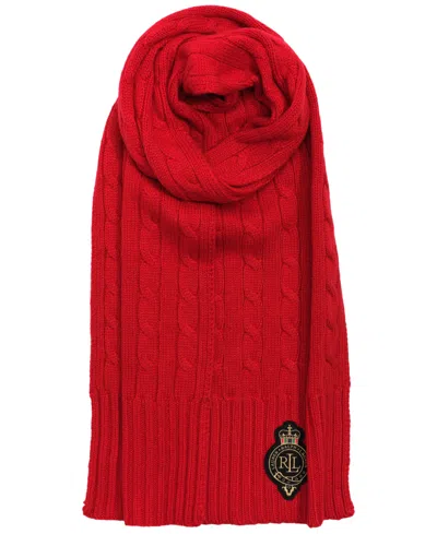 Ralph Lauren Cable Crest Patch Scarf In Red