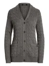 Ralph Lauren Cable-knit Botoned Cardigan In Gray