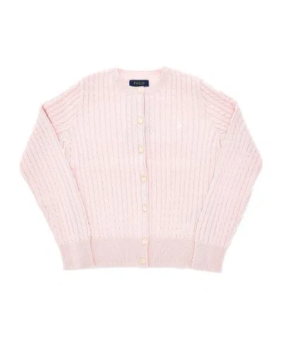 Ralph Lauren Cable-knit Cotton Cardigan Kids In Pink