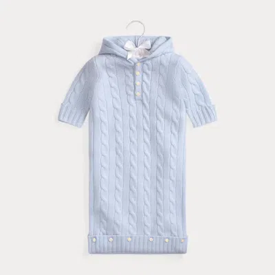 Ralph Lauren Babies'  Cable-knit Cashmere Bunting In Blue