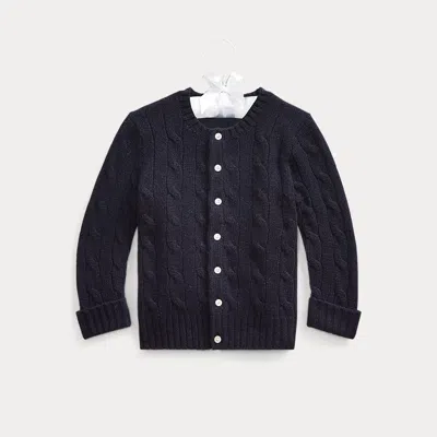 Polo Ralph Lauren Babies' Cable-knit Cashmere Cardigan In College Navy