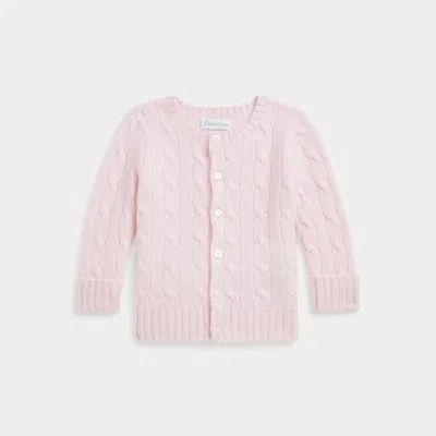Polo Ralph Lauren Babies' Cable-knit Cashmere Cardigan In Morning Pink