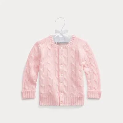 Ralph Lauren Kids' Cable-knit Cashmere Cardigan In Pink